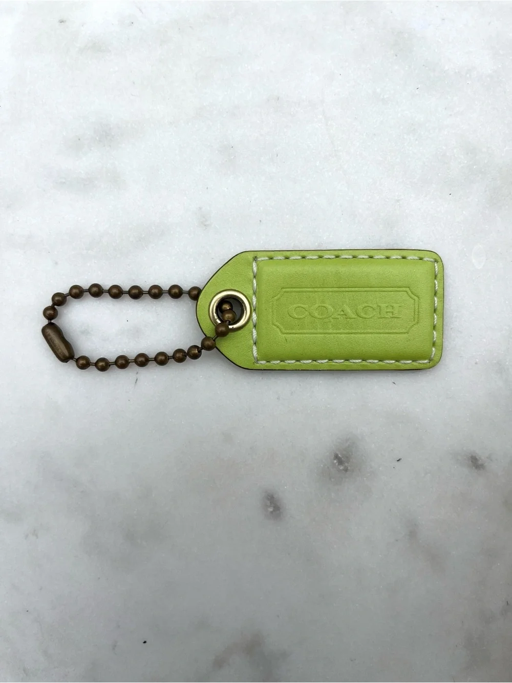 COACH Vintage Leather Hang Tag, Lime Green